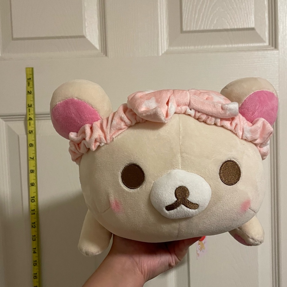 San-X Rilakkuma korilakkuma White Bear Plush (Pink Bow)
